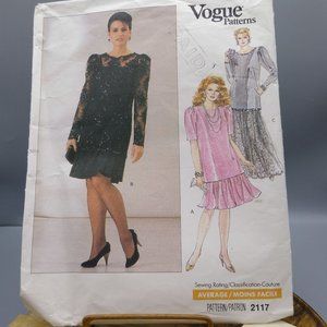 Vintage Sewing PATTERN Vogue Patterns 2117, Women 1988 Tunic and Dress, Plus Siz